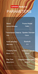 Lenovo TW60 B TWS Bluetooth 5.3 Vezeték Nélküli Fülhallgató Töltőtokkal